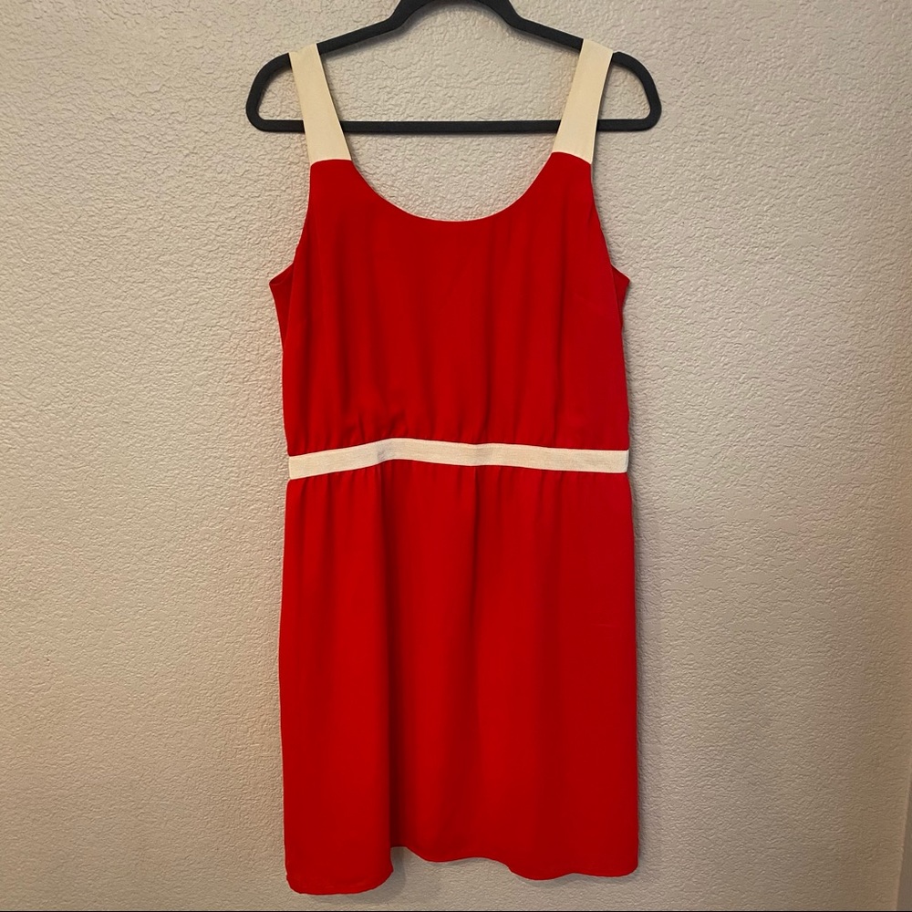 LOFT Red Dress with Cream Trim